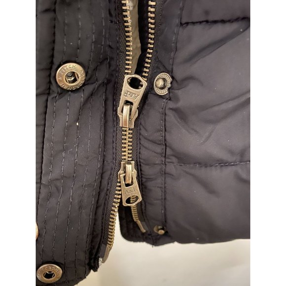 Abercrombie & Fitch Sz XS Vest Jacket Sherpa Lined Double Zip Logo Navy Hoodie - Picture 6 of 9